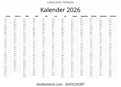 Simple 2026 german planner with minimalist design for Germany