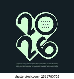 Einfache 2026 Neujahr Nummer Typografie Design. 2026 Frohes neues Jahr Hintergrunddesign.