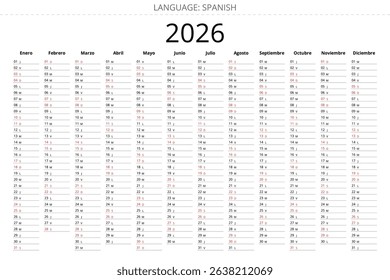 Simple 2026 spanish planner with minimalist design for Spain - planificador