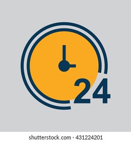 Simple 24 Hours Service Icon