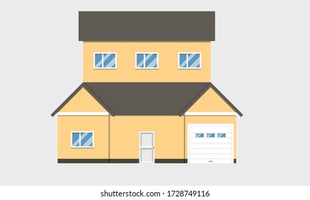 Simple 2D Large House Model With Garage