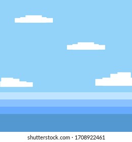 Simple 2D Sea Landscape Retro Minimalist Design