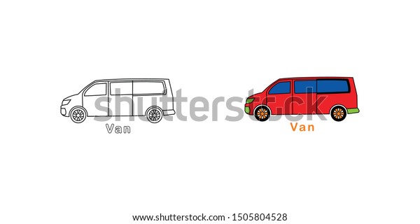 simple 2d van transporter coloring books stock vector