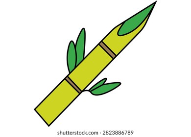 A simple 2D vector cartoon illustration depicting a bamboo spear , positioned diagonally against a plain white background.