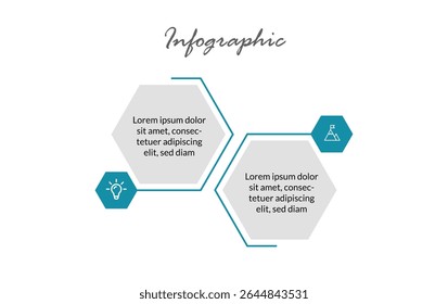 Simple 2-Stage Business Infographic – Clean Flat Vector Design Highlighting Vision, Goals, and Key Company Features in an Elegant Layout.