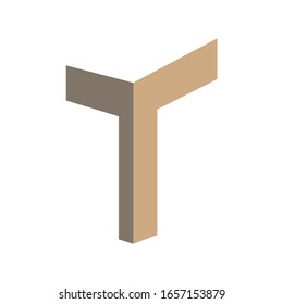 Simple 3 Dimension initial logo design of letter T