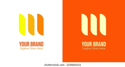 Sencillo logotipo de pie de 3 líneas aislado en fondo doble. Se puede usar para logotipos de empresas, negocios y promoción de marca. Elementos de plantilla de diseño de logotipos de vectores planos.