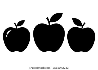 Simple 3 set of Apple silhouette icon on White Background