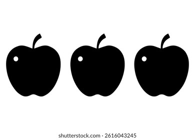 Simple 3 set of Apple silhouette icon on White Background
