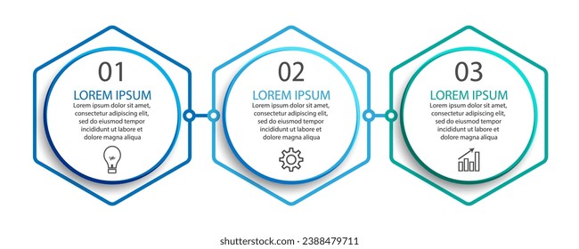 Simple 3 step infographic. color lines, symbols and text in one related unit, suitable for your business presentation