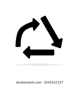 As setas simples de 3 etapas representam sincronização, ciclo, progresso, circulação, rotação, processo e alteração em negrito