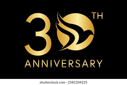 simple 30 anniversary with negative space bird image in the logo circle	
