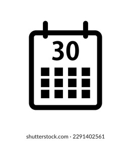 Einfache 30-Tage-Kalendersymbol. Vektorgrafik.