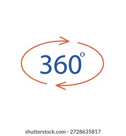 Ícone de 360 graus simples para mídias sociais, aplicativos e web design. Ilustração vetorial, Eps 10.