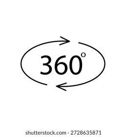 Ícone de 360 graus simples para mídias sociais, aplicativos e web design. Ilustração vetorial, Eps 10.