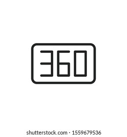 Simple 360 degrees line icon. Stroke pictogram. Vector illustration isolated on a white background. Premium quality symbol. Vector sign for mobile app and web sites.