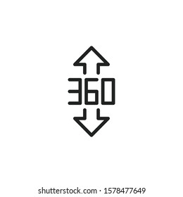 Simple 360 degrees line icon. Stroke pictogram. Vector illustration isolated on a white background. Premium quality symbol. Vector sign for mobile app and web sites.