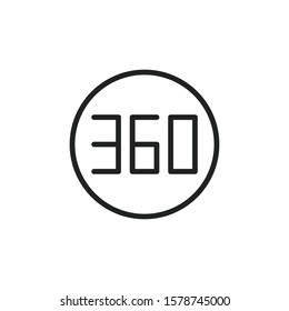 Simple 360 degrees line icon. Stroke pictogram. Vector illustration isolated on a white background. Premium quality symbol. Vector sign for mobile app and web sites.