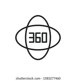 Simple 360 degrees line icon. Stroke pictogram. Vector illustration isolated on a white background. Premium quality symbol. Vector sign for mobile app and web sites.