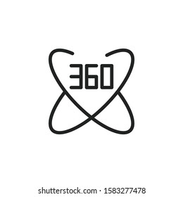 Simple 360 degrees line icon. Stroke pictogram. Vector illustration isolated on a white background. Premium quality symbol. Vector sign for mobile app and web sites.