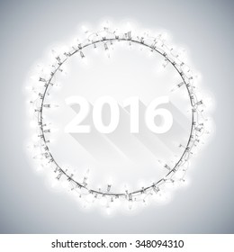 Simple 3D 2016 with Christmas Lights Poster for Your Celebratory Design
