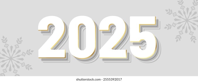 simple 3d 2025 new year holiday banner with text space vector