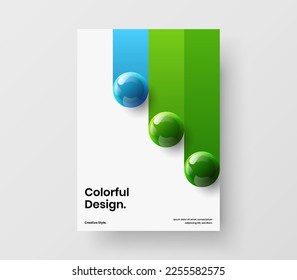 Simple concepto de informe anual de bolas 3D. Folleto abstracto ilustración vectorial de diseño A4.