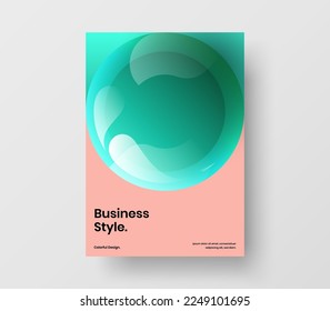 Simple 3D balls company brochure concept. Multicolored front page vector design illustration.