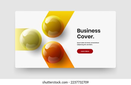 Simple 3D balls corporate brochure concept. Minimalistic website design vector template.