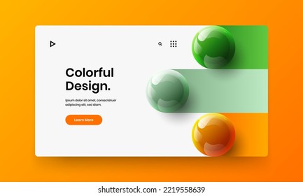 Simple 3D balls cover layout. Trendy front page vector design concept.