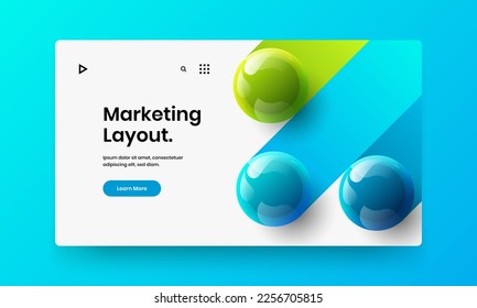 Simple 3D balls front page illustration. Minimalistic site screen vector design concept.