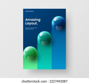 Simple 3D balls placard concept. Isolated corporate brochure A4 design vector illustration.