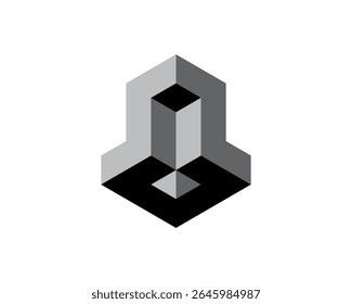 Simple 3d Colorful and Grayscale Isometric Letter T S 2 Z U O Block Logo Design