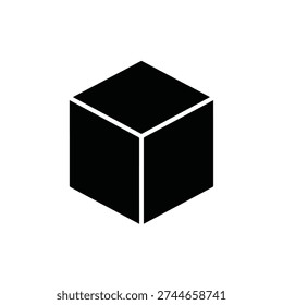 Simple 3D Cube Icon, representing basic geometry, construction, product packaging, digital objects, and conceptual design elements.