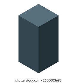 Simple 3d dark grey rectangular cuboid standing up representing a data storage unit, server or futuristic monolith