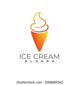Simple 3d design ice cream logo stock vector