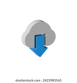 Simple 3D download illustration vector