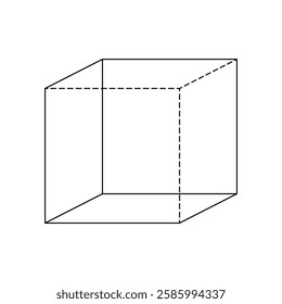 Simple 3d figure. 3D quadrilateral line. cubic square line drawing illustration. basic geometric cubic figure shape