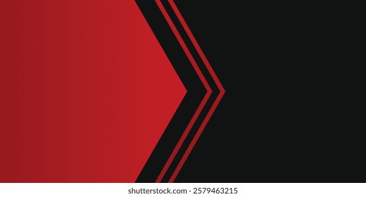 Simple 3d geometry shapes black lines with red borders on dark background. Luxurious bright red lines with metallic effect modern