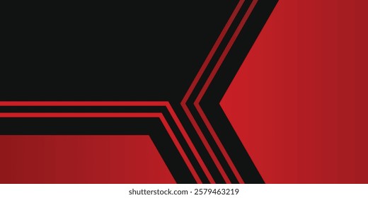 Simple 3d geometry shapes black lines with red borders on dark background. Luxurious bright red lines with metallic effect modern abstract design vector