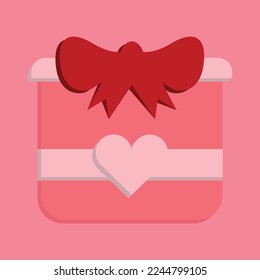 Simple 3D Gift Box Love Valentine's Day