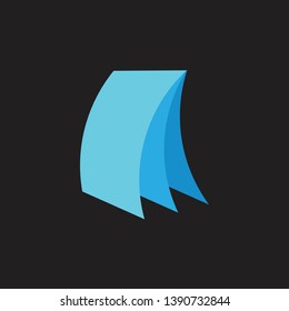 simple 3d gradient geometric paper notes logo vector