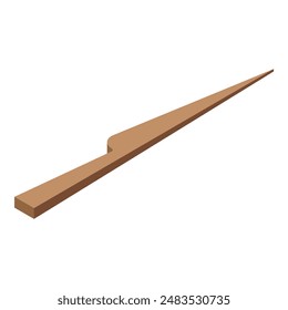Simple 3d illustration of a single brown wooden coffee stirrer lying on a white background