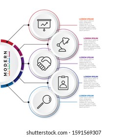 Simple 3d infographic with half circle integrated. an be used for process diagram, presentations, workflow layout, banner, flow chart, info graph.