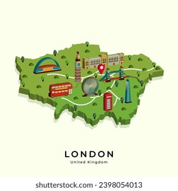simple 3d isometric map design of london city - United Kingdom