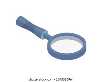 Simple 3d isometric vector illustration of magnifier for web designs representing concept of professional research and analysis isolated on white background