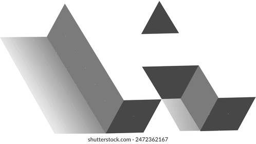 Simple 3D for letter H, bold and modern