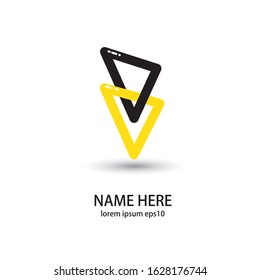 A simple 3D logo combining black and yellow triangle symbols. vector logo. eps 10