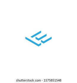 Simple 3D logo design fot the letter E F.