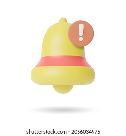 simple 3D notification bell icon with modern 3d notification bell icon vector, Background isolated, vector background isolated